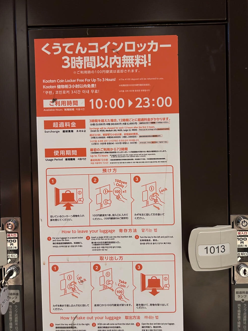 日本》福岡博多車站免費置物櫃、行李寄放,購物不怕沒地方寄物! - 第6張圖 locker1